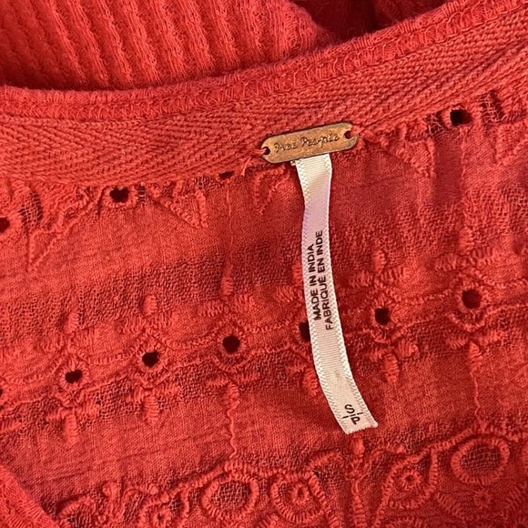 Free People Parisian Nights Tunic Top Women S Eyelet Embroidered V-neck Boho - Picture 12 of 15